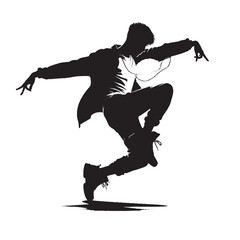 Hip Hop Dance Silhouette of Man | Solo Freestyle Vector Illustration on White Background