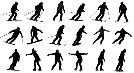 Dynamic Ski Silhouettes A Collection of 18 Action Poses for Design Projects