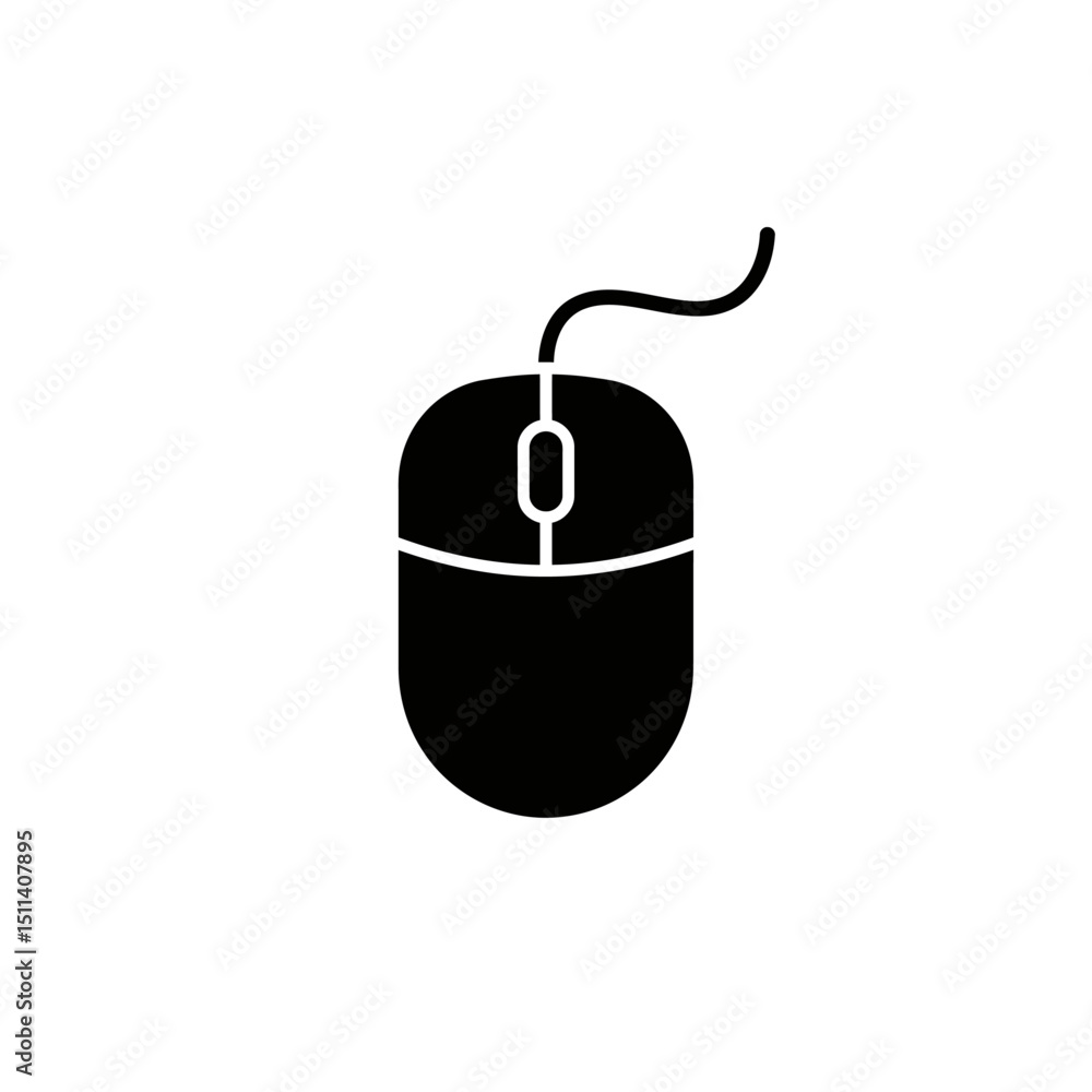 Poster simple black computer mouse icon vector illustration for digital design projects