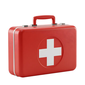 Essential First Aid Kit: Red Medical Case with White Cross - Emergency Preparedness isolated on transparent background