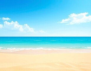 Obraz premium 青空と水平線が見える海のイラスト背景