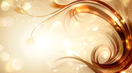 Elegant golden swirls and bokeh background