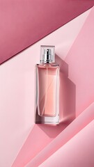 Chic perfume bottle mockup set against a gradient pink background, conveying elegance and sophistication for high-end fragrance branding.