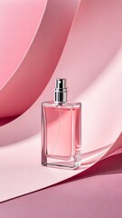 Chic perfume bottle mockup set against a gradient pink background, conveying elegance and sophistication for high-end fragrance branding.