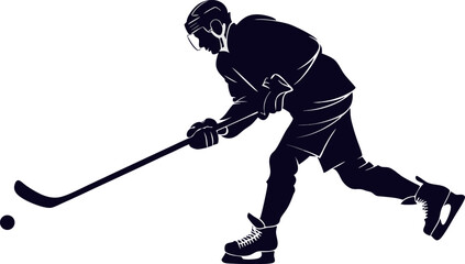 Fototapeta premium Ice Hockey Player Silhouette Action Shot Graphic