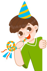 Cute boy in new year party