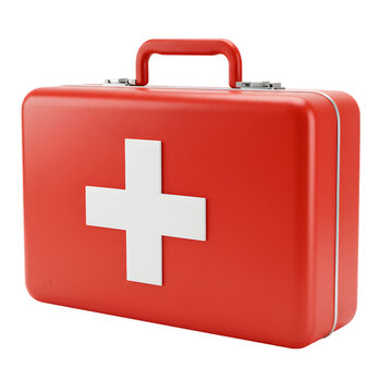 Emergency Preparedness: Essential First Aid Kit - Red Cross Symbol isolated on transparent background
