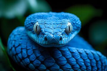 Fototapeta premium Close-up of a vibrant blue snake.