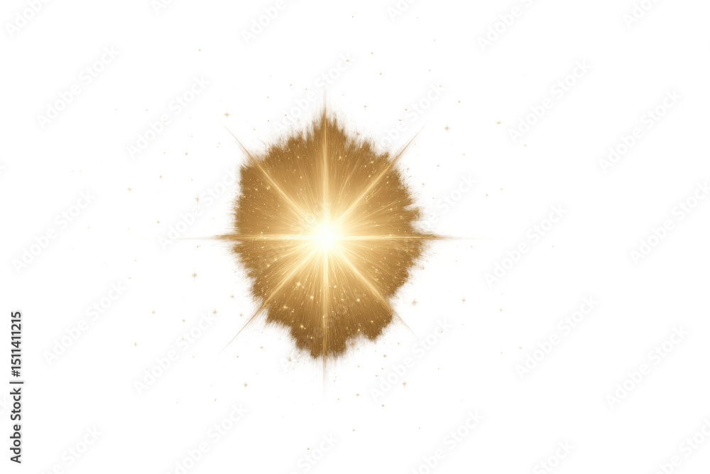 Poster golden light effect with particles creating a magical and bright atmosphere, ideal for graphic desig
