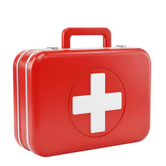 Obraz premium Red First Aid Kit: Medical Emergency Supplies Case isolated on transparent background