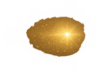 Golden glow light effect with many small particles forming a cloud shape, ideal for luxury and festive designs