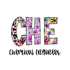 Colorful Chemical Engineer Design with Flowers and Leopard Print