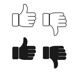 Thumbs up and down icons, positive and negative icons, yes and no icons