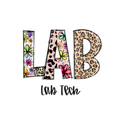 Colorful LAB Tech Design with Flowers and Leopard Print for Apparel
