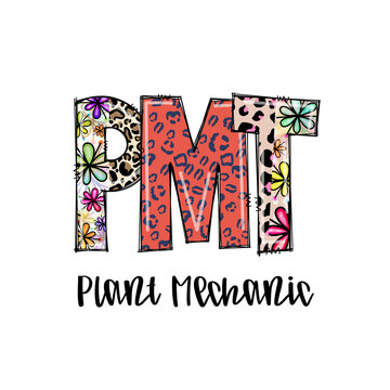 Colorful PMT Plant Mechanic Design with Flowers and Leopard Print