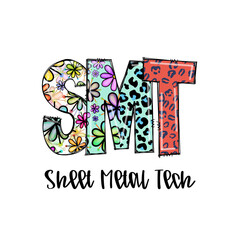 Colorful Sheet Metal Tech Design with Flowers and Leopard Print