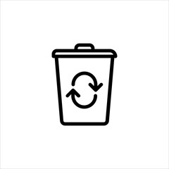 Simple Trash Bin Vector Illustration Minimalist Line Art Icon