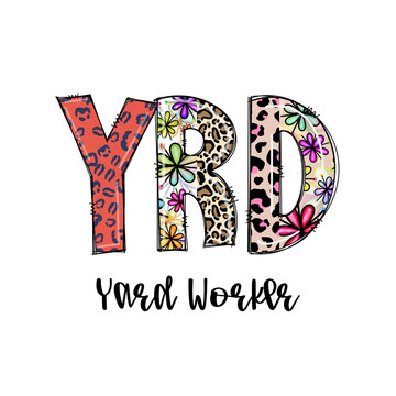 Colorful Yard Work Design with Leopard and Floral Patterns