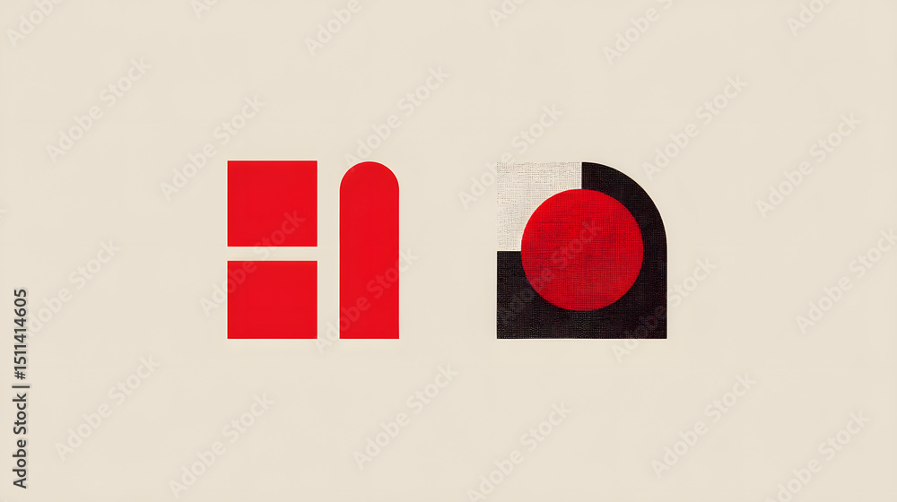 Poster geometric abstract: a striking visual composition of bold geometric shapes, presented in a clean and