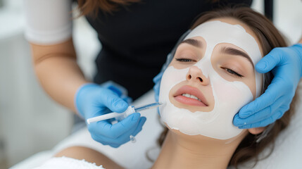 Woman having facial skincare treatment