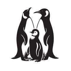 Penguins Silhouette vector art illustration. black bird vector design.
