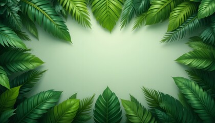 Full Frame Green Leaves Texture Background with Tropical Leaf Pattern for Nature Designs

