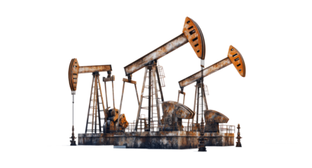 Operating Oil Pumps Isolated on White Background