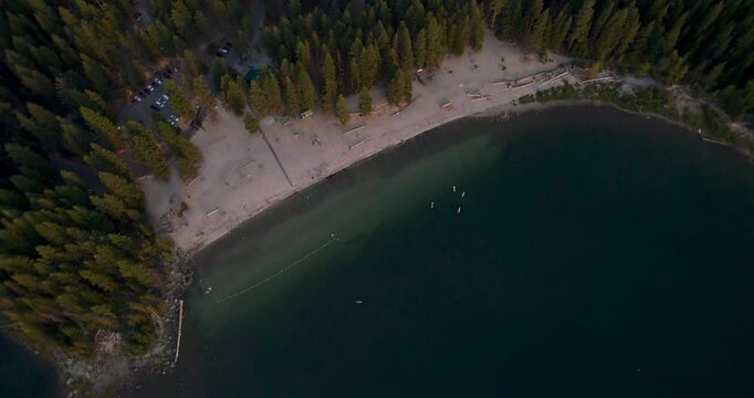 Drone Top View of Beach with Calm Water