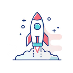 Rocket Launch Icon Illustration Vector