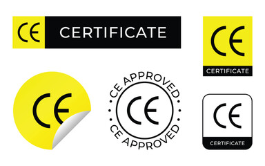 CE Approved Certificate Stickers and Badge Design, Vector