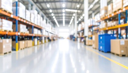 Fototapeta premium Warehouse interior with boxes and shelves.
