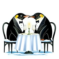 Penguin Couple's Romantic Dinner Date