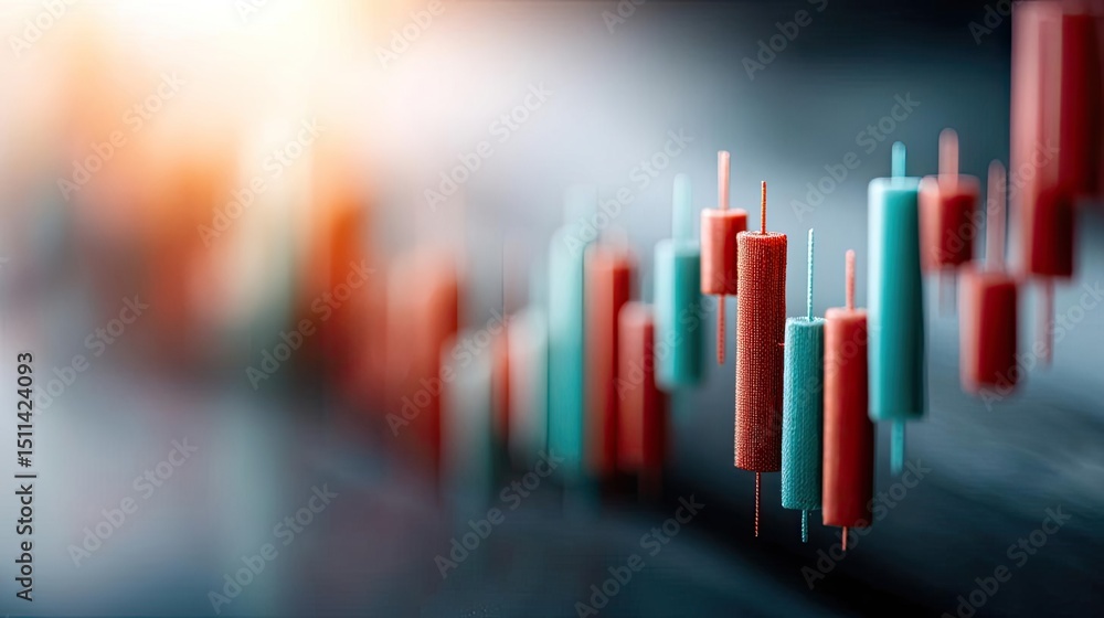 Aufkleber Candlestick pattern based on entry and indicator exit timing concept. Abstract representation of financial market trends and trading.
