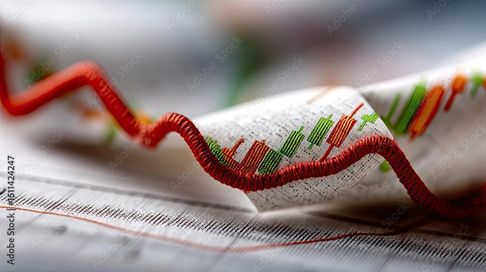 Poster Volume spike analysis with price and trend support concept. Close-up of a colorful financial chart with vibrant patterns.