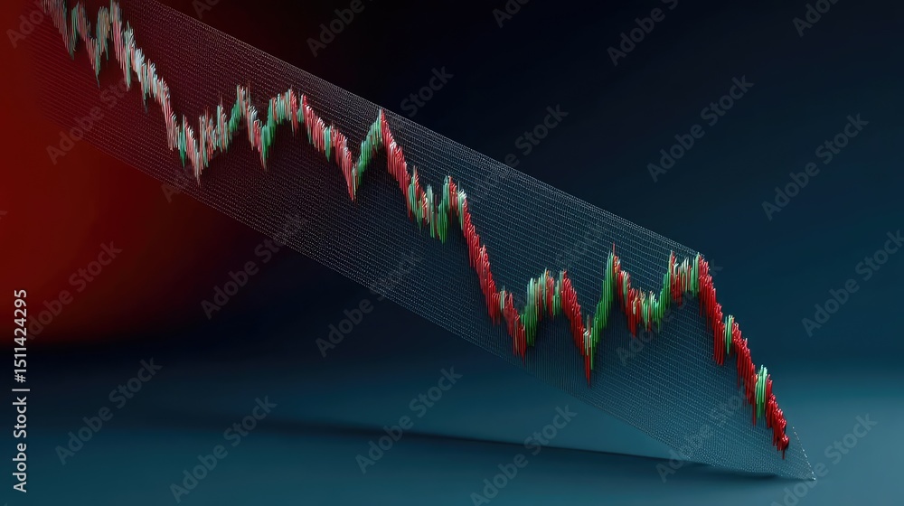 Poster volume spike analysis with price and trend support concept. stock market decline depicted with color