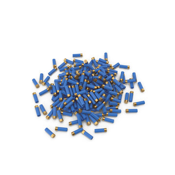Pile of Blue Shotgun Shells Isolated on Transparent Background
