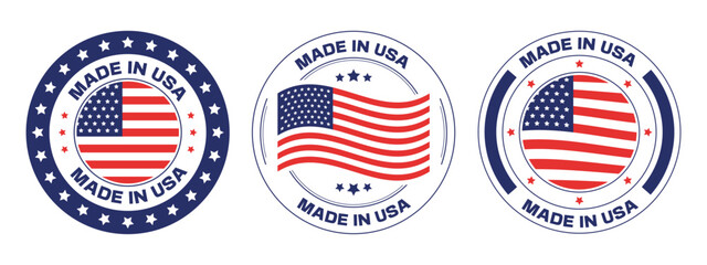 Made in USA, American flag badge designs, vector