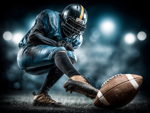 intense 3d rendering of a kicker attempting a field goal with the crowd watching anxiously in a pack