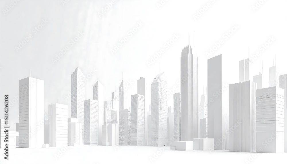 Poster white minimalist city skyline with architecture concept.