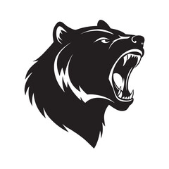 Roaring Grizzly Bear In Profile View