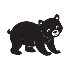 Bear Cub Playing In Forest Scene