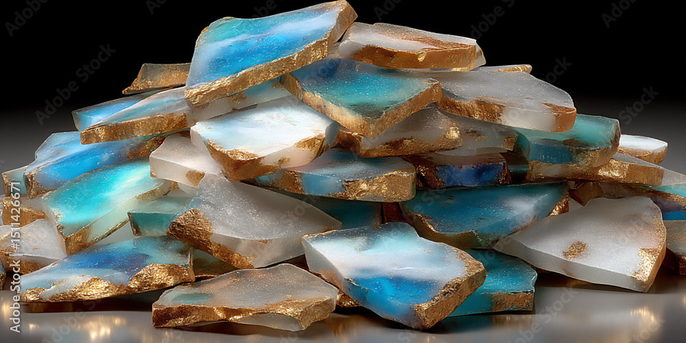 Poster abstract 3d rendering of randomly scattered broken glass shards