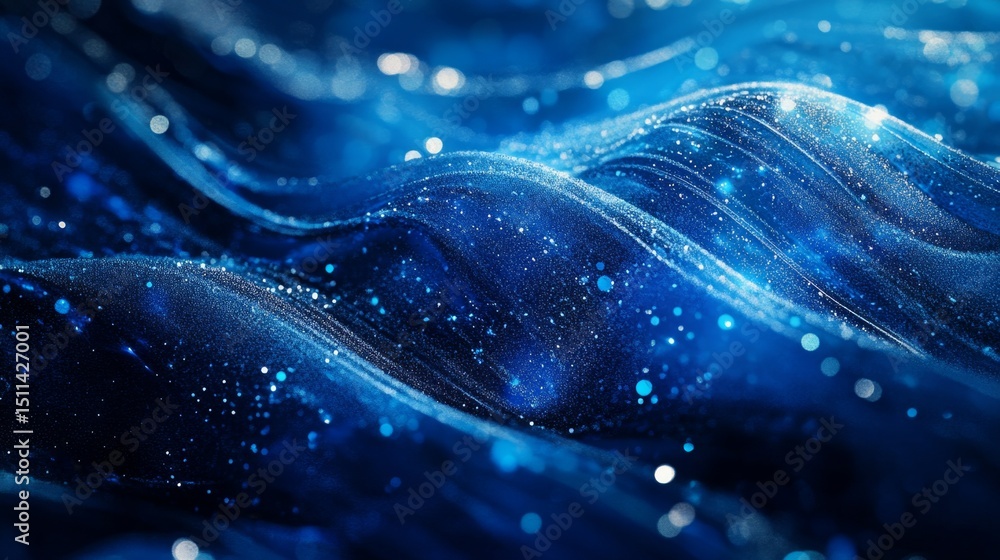 Poster creating elegant blue abstract patterns with subtle silver highlights for digital art graphic design