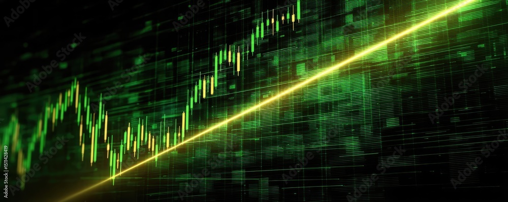 Poster volume spike analysis with price and trend support concept. abstract representation of financial gro