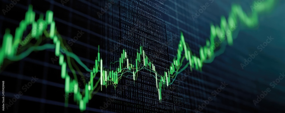 Poster volume spike analysis with price and trend support concept. abstract stock market graph showing fluc