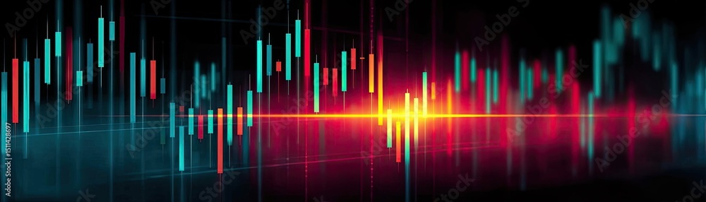 Poster Candlestick pattern based on entry and indicator exit timing concept. Abstract visualization of dynamic data trends and analysis.