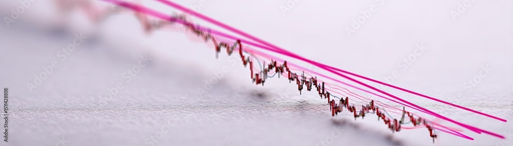 Poster volume spike analysis with price and trend support concept. close-up of a stock market graph showing