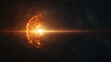 Fototapeta premium Fiery Celestial Explosion: A Burning Planet's Dramatic Demise in the Vastness of Space