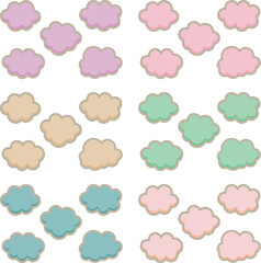 Cute clouds pop decoration material. Fluffy, soft, moist, Harajuku style. Japonism. / かわいい雲のポップな装飾素材 ふわふわ やわらかい しっとり 原宿系 ジャポニズム