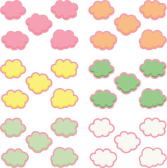 Cute clouds pop decoration material. Fluffy, soft, moist, Harajuku style. ice cream. / かわいい雲のポップな装飾素材 ふわふわ やわらかい しっとり 原宿系 アイスクリーム